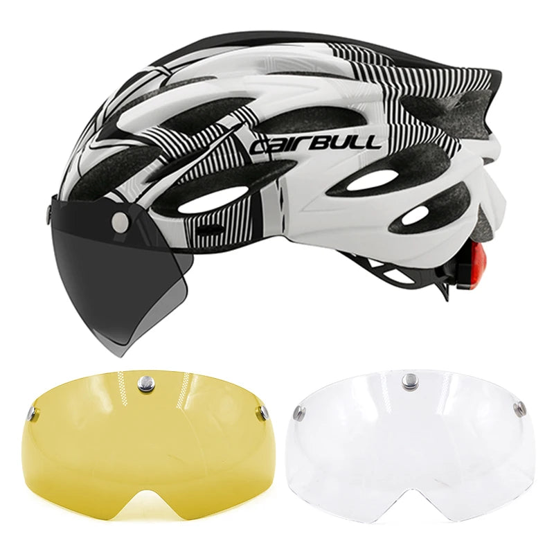 CAIRBULL Fahrradhelm mit Visier M/L 54–62 cm – LED MTB E-Bike Helm für Damen & Herren
