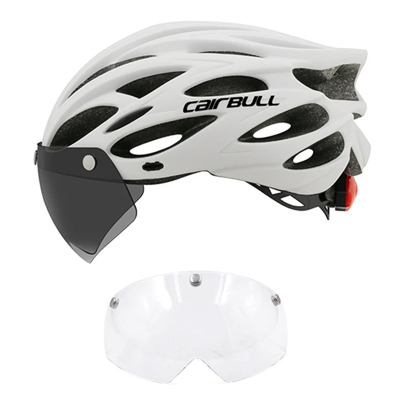 CAIRBULL Fahrradhelm mit Visier M/L 54–62 cm – LED MTB E-Bike Helm für Damen & Herren