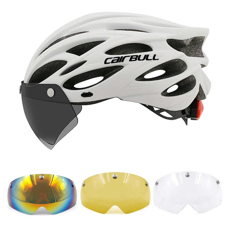 CAIRBULL Fahrradhelm mit Visier M/L 54–62 cm – LED MTB E-Bike Helm für Damen & Herren