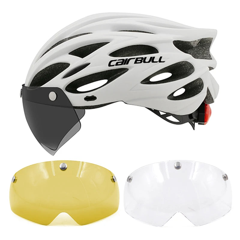 CAIRBULL Fahrradhelm mit Visier M/L 54–62 cm – LED MTB E-Bike Helm für Damen & Herren