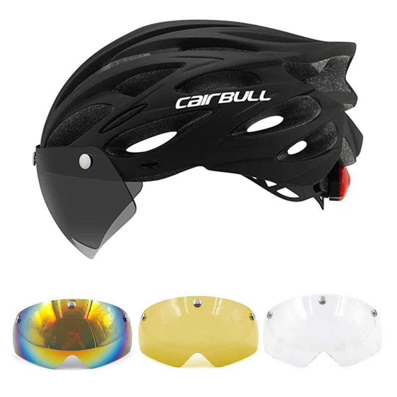 CAIRBULL Fahrradhelm mit Visier M/L 54–62 cm – LED MTB E-Bike Helm für Damen & Herren