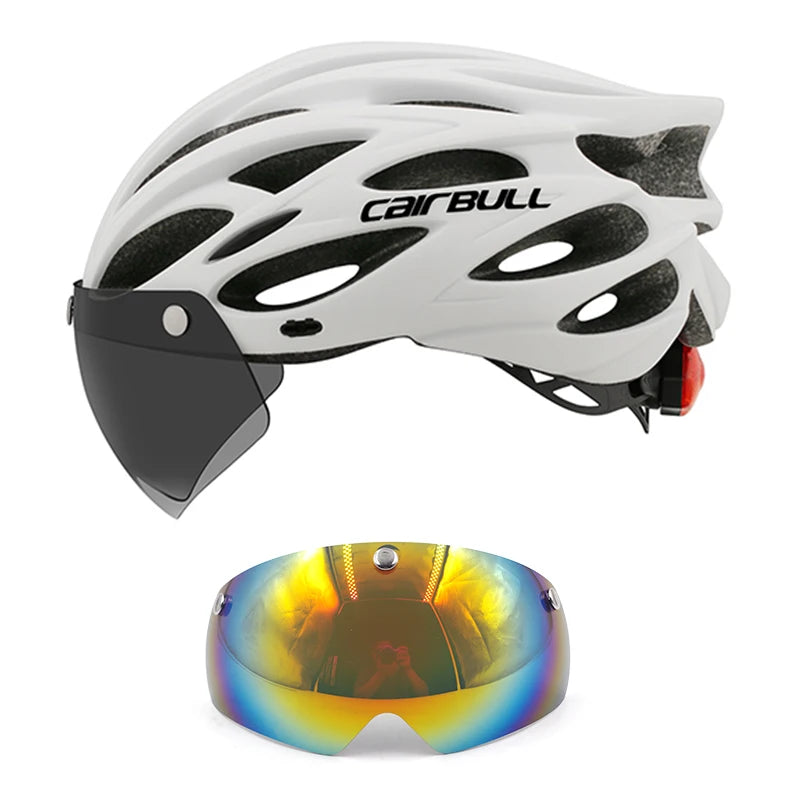 CAIRBULL Fahrradhelm mit Visier M/L 54–62 cm – LED MTB E-Bike Helm für Damen & Herren