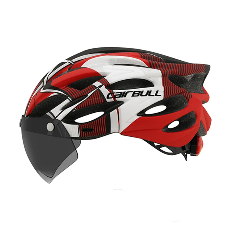 CAIRBULL Fahrradhelm mit Visier M/L 54–62 cm – LED MTB E-Bike Helm für Damen & Herren