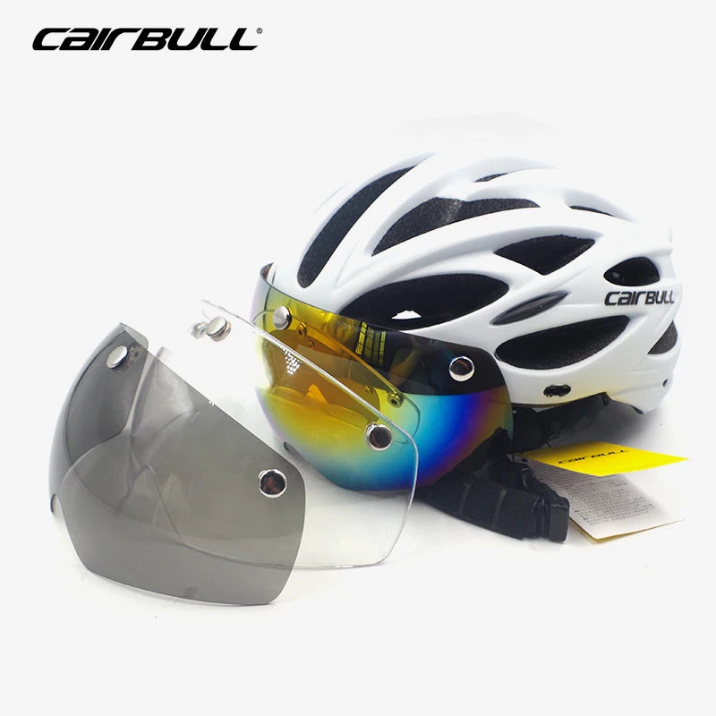 CAIRBULL Fahrradhelm mit Visier M/L 54–62 cm – LED MTB E-Bike Helm für Damen & Herren