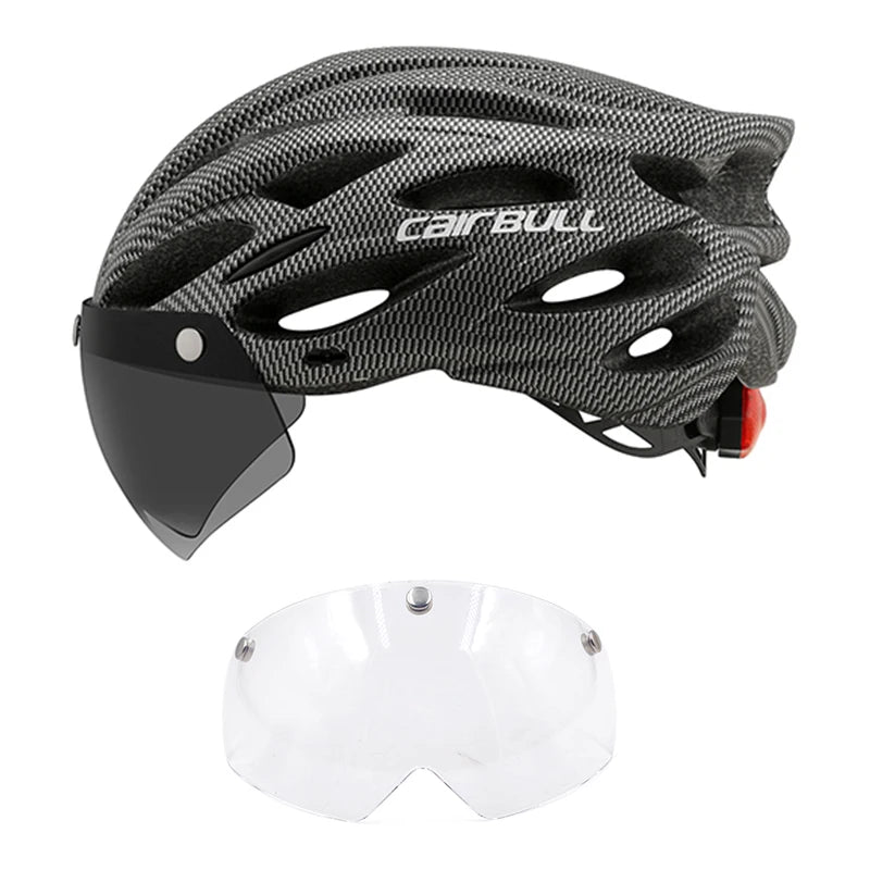 CAIRBULL Fahrradhelm mit Visier M/L 54–62 cm – LED MTB E-Bike Helm für Damen & Herren