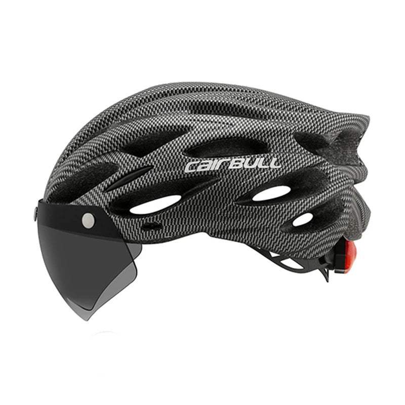 CAIRBULL Fahrradhelm mit Visier M/L 54–62 cm – LED MTB E-Bike Helm für Damen & Herren