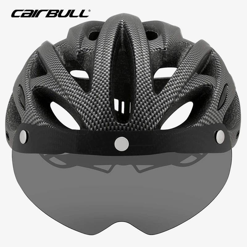 CAIRBULL Fahrradhelm mit Visier M/L 54–62 cm – LED MTB E-Bike Helm für Damen & Herren