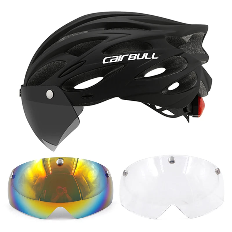 CAIRBULL Fahrradhelm mit Visier M/L 54–62 cm – LED MTB E-Bike Helm für Damen & Herren