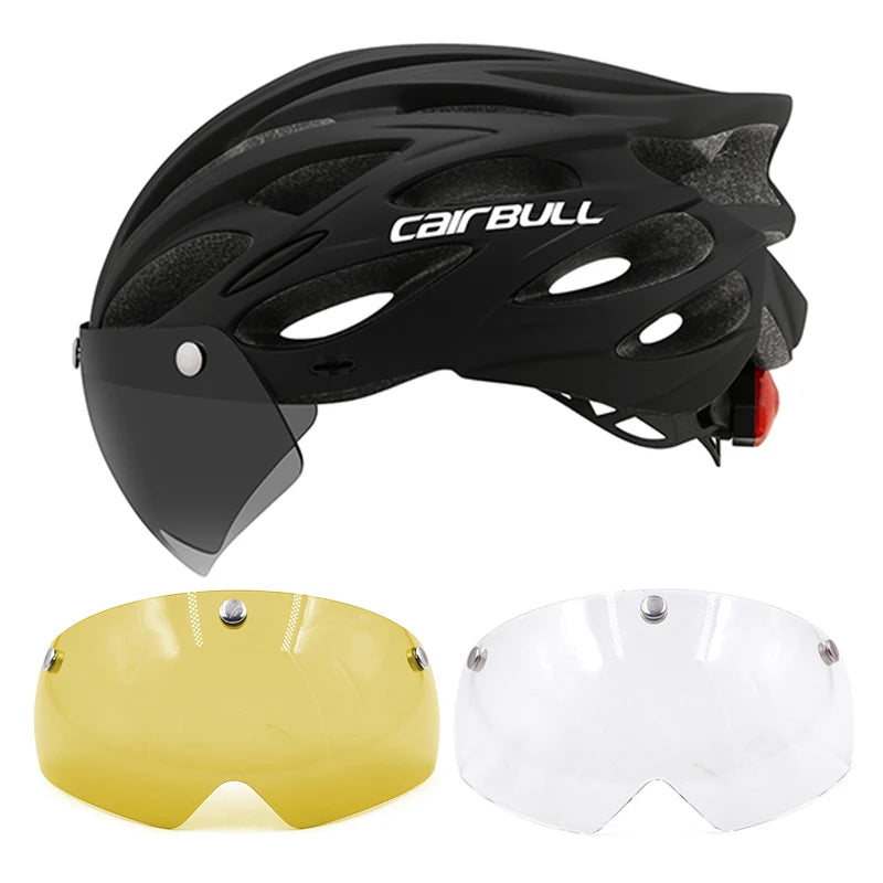 CAIRBULL Fahrradhelm mit Visier M/L 54–62 cm – LED MTB E-Bike Helm für Damen & Herren