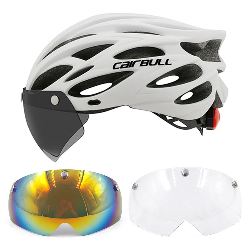 CAIRBULL Fahrradhelm mit Visier M/L 54–62 cm – LED MTB E-Bike Helm für Damen & Herren