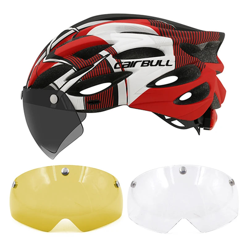 CAIRBULL Fahrradhelm mit Visier M/L 54–62 cm – LED MTB E-Bike Helm für Damen & Herren