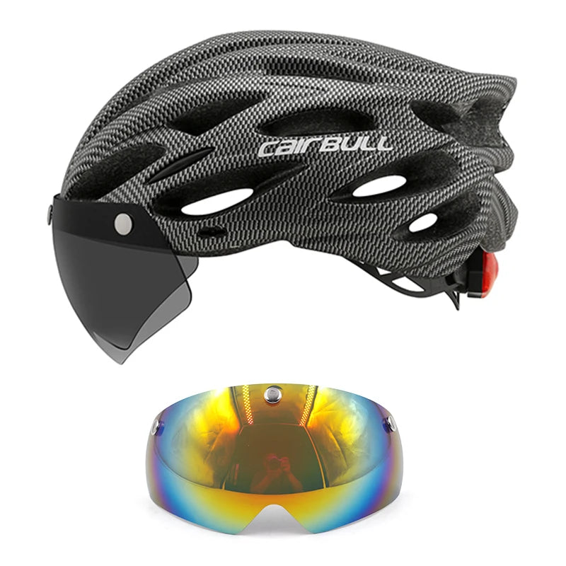 CAIRBULL Fahrradhelm mit Visier M/L 54–62 cm – LED MTB E-Bike Helm für Damen & Herren