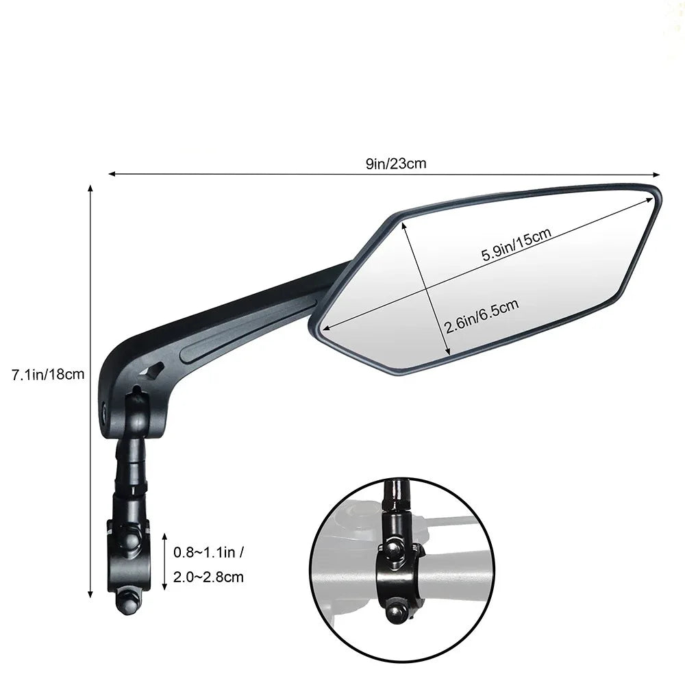 Fahrrad Rückspiegel 360° verstellbar – Rückspiegel für Fahrrad & E-Bike – Convex-Glas – Schwarz