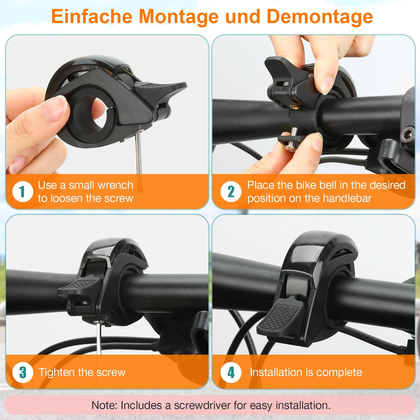 Premium Fahrradklingel – kompakt, laut & robust