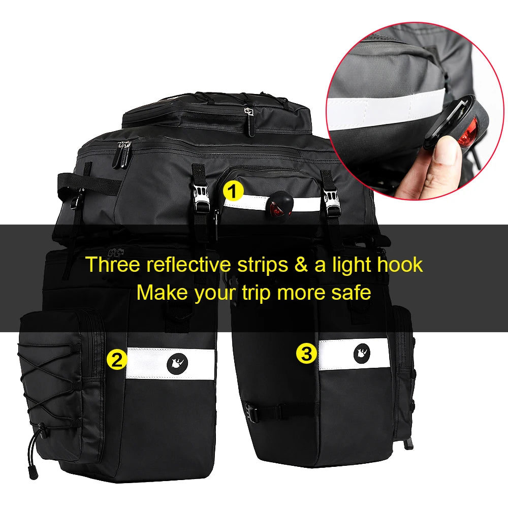 3-in-1 Fahrradtasche 75L – Wasserdichte Gepäckträgertasche, Rucksack & Schultertasche