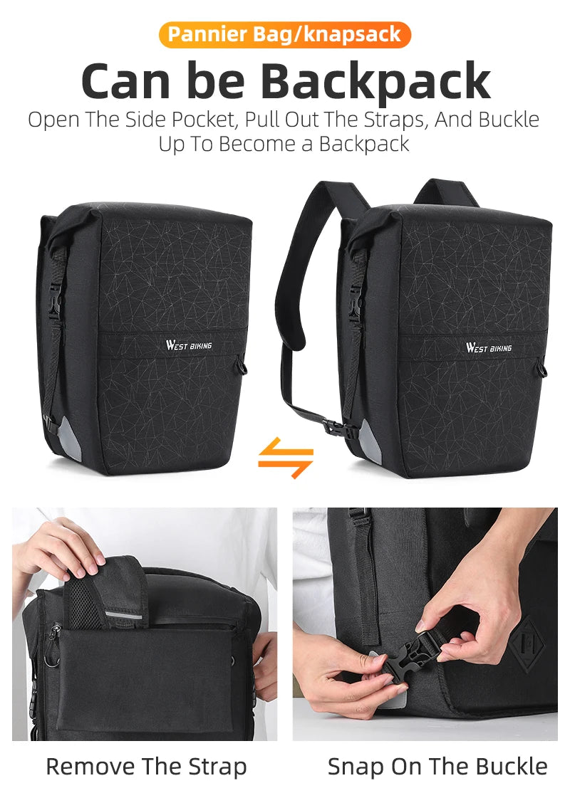 WEST BIKING Premium Wasserdichte Fahrrad-Gepäckträgertasche 17–29 L
