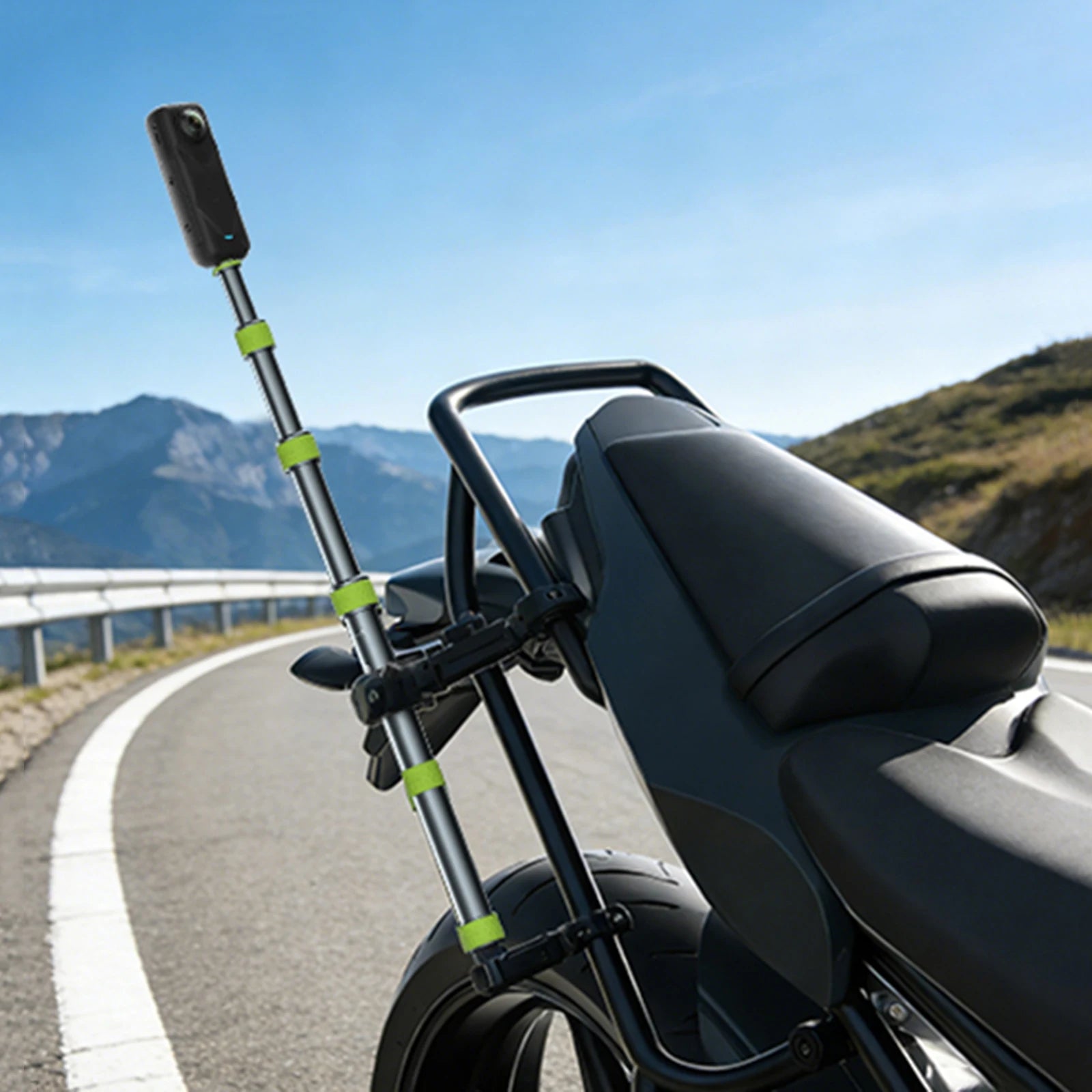 Premium Motorrad & Fahrrad 110 cm Actioncam Selfie Stick – Insta360 / GoPro