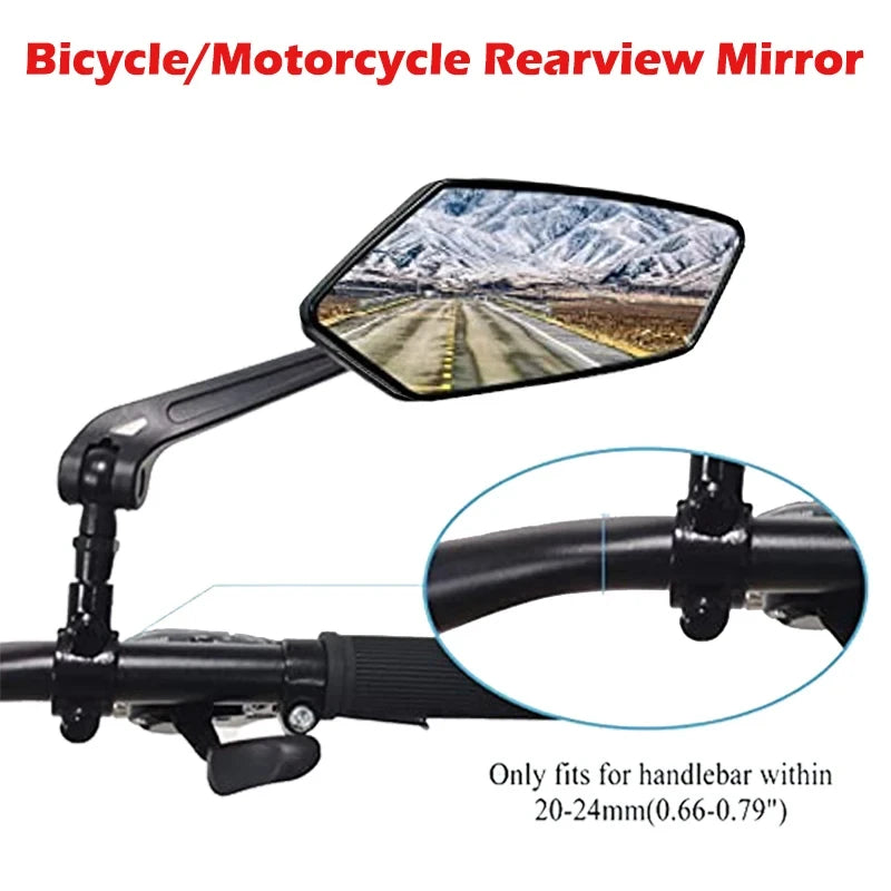 Fahrrad Rückspiegel 360° verstellbar – Rückspiegel für Fahrrad & E-Bike – Convex-Glas – Schwarz