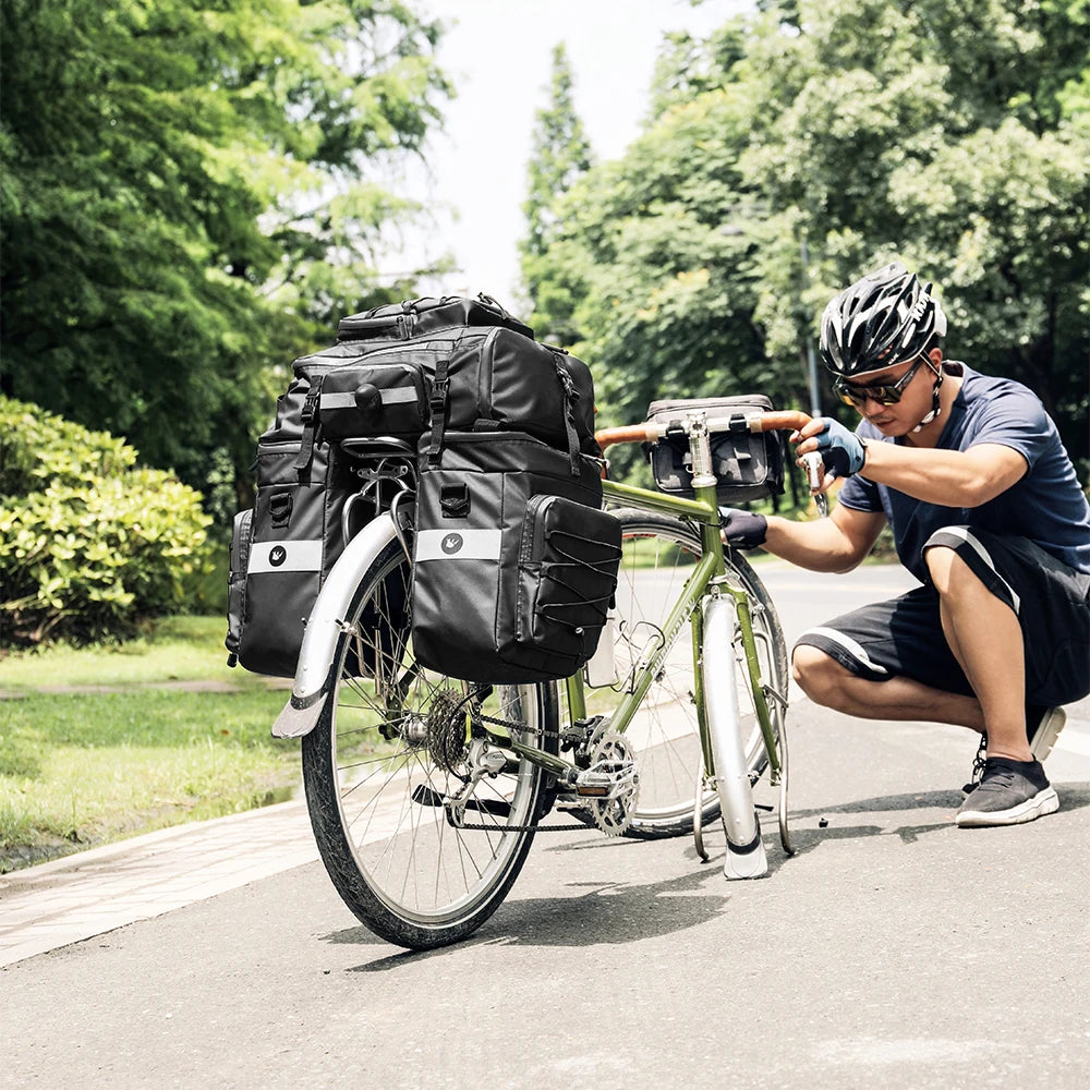 3-in-1 Fahrradtasche 75L – Wasserdichte Gepäckträgertasche, Rucksack & Schultertasche