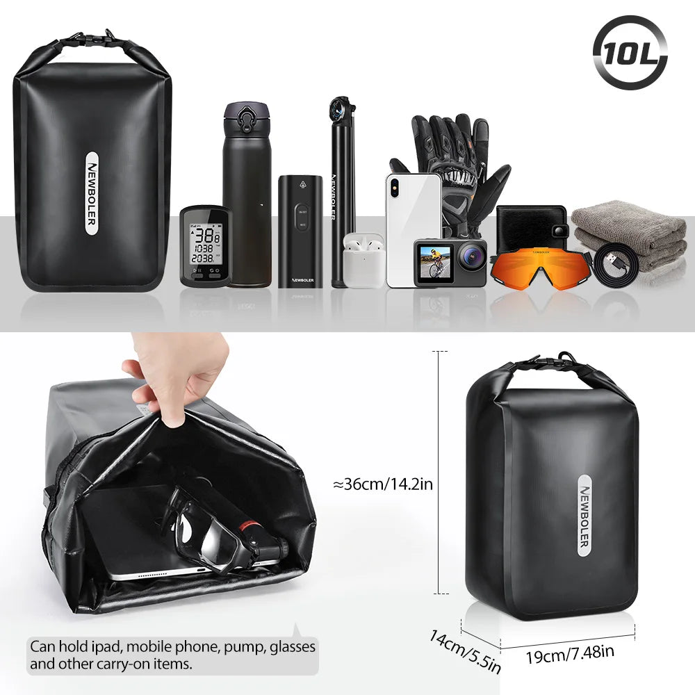 NEWBOLER Wasserdichte Fahrradtasche 10L inkl. Gepäckträger