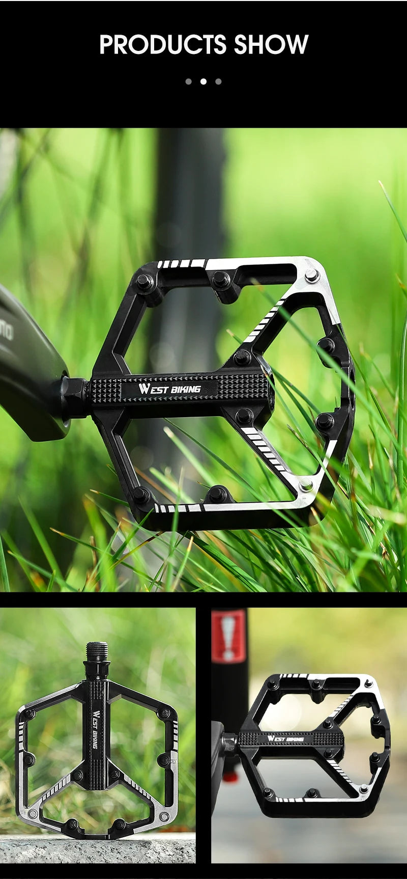 WEST BIKING Premium Aluminium-Pedale – Rutschfest für MTB, Trekking- & E-Bikes