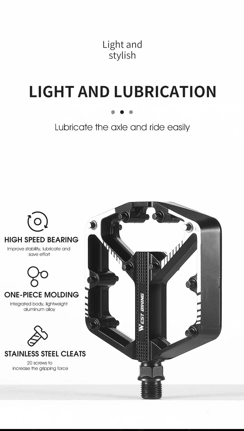 WEST BIKING Premium Aluminium-Pedale – Rutschfest für MTB, Trekking- & E-Bikes