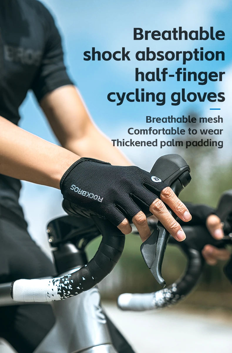 ROCKBROS Fahrradhandschuhe – Halbfinger, atmungsaktiv & stoßabsorbierend