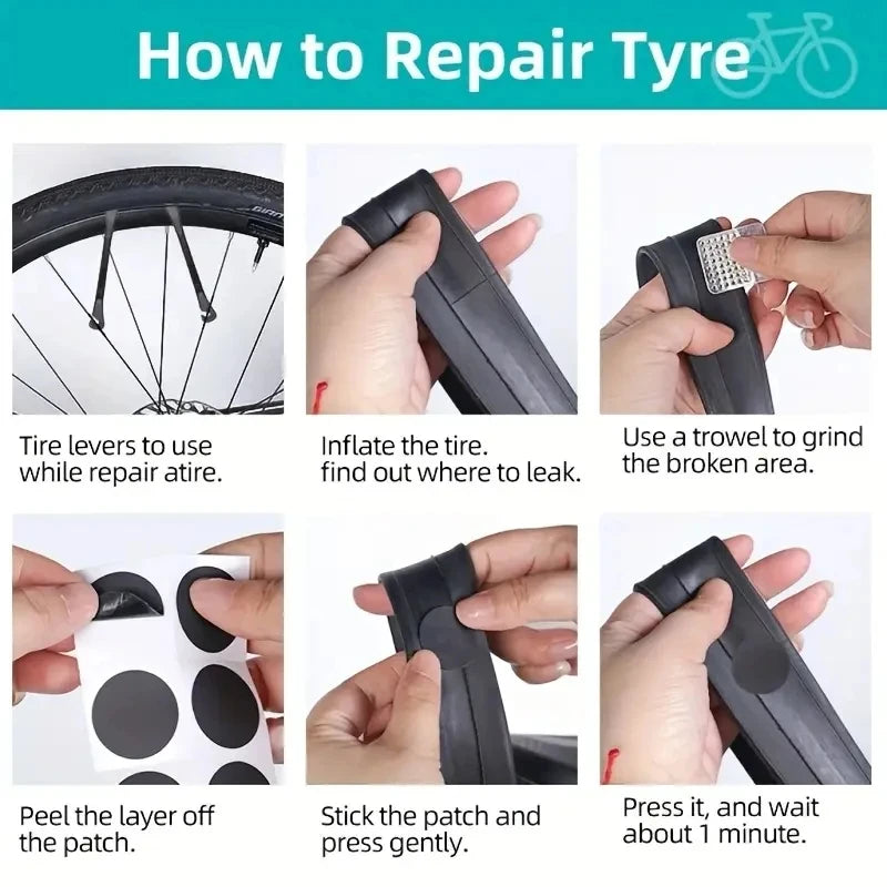 Fahrrad Reparaturset 16-in-1 – Fahrrad Multitool mit Luftpumpe & Reifen-Reparaturset – Tragbares Werkzeugset