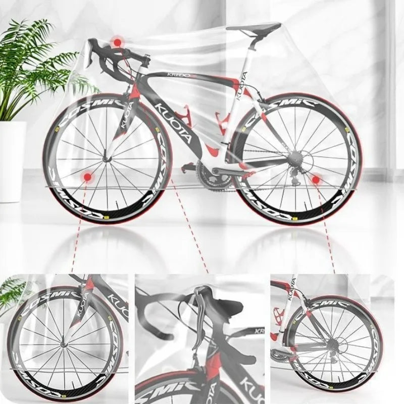 Einweg Fahrradabdeckung – Wasserdichter Schutz vor Regen, Staub & Schmutz – transparente Fahrrad- & E-Bike-Abdeckung 200 × 120 cm