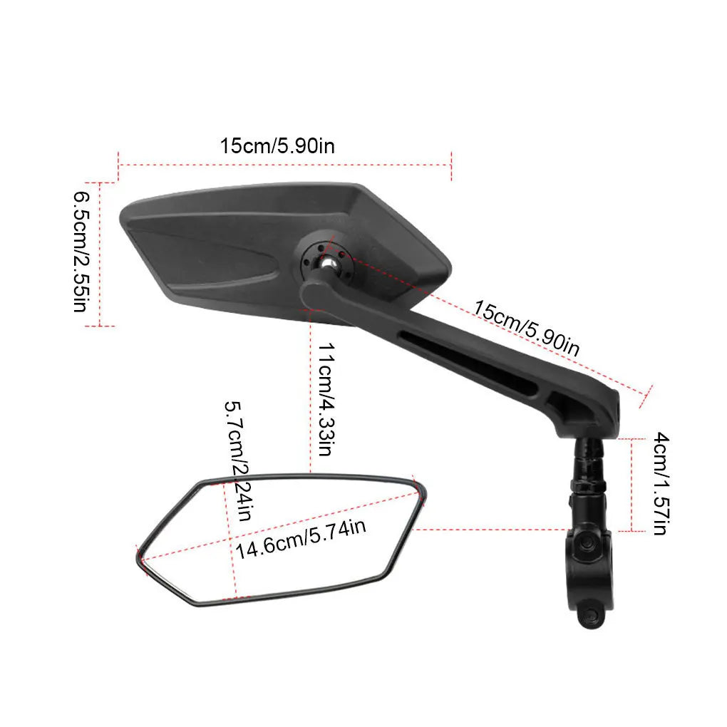Fahrrad Rückspiegel 360° verstellbar – Rückspiegel für Fahrrad & E-Bike – Convex-Glas – Schwarz