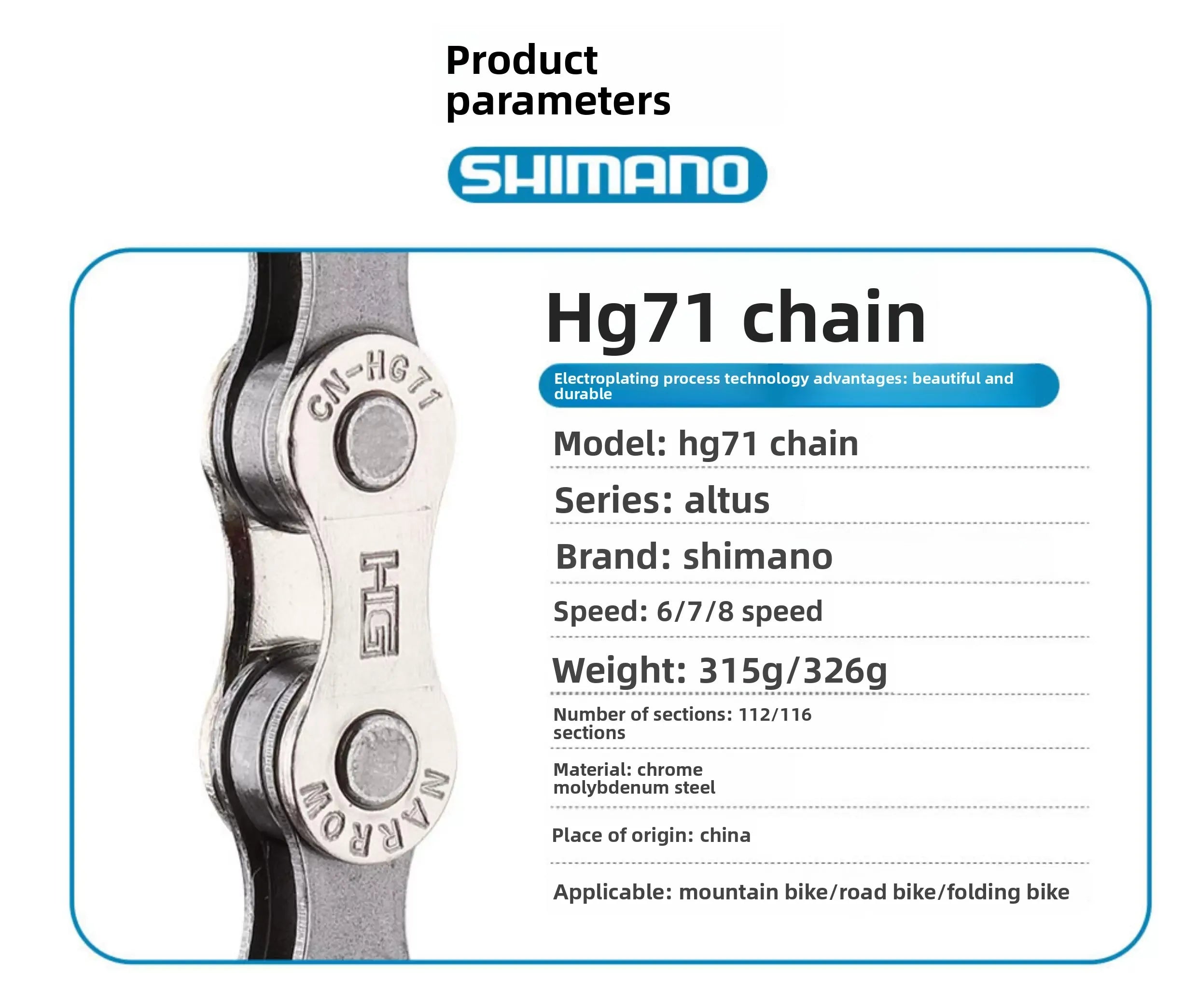 Fahrradkette 6–12-fach MTB Rennrad – HG-Serie – 116/126 Glieder – verschiedene Varianten