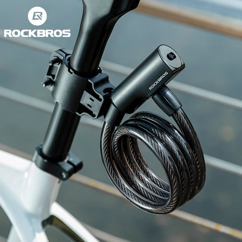 ROCKBROS Fahrradschloss – 115 cm Stahlseilschloss mit Schlüssel