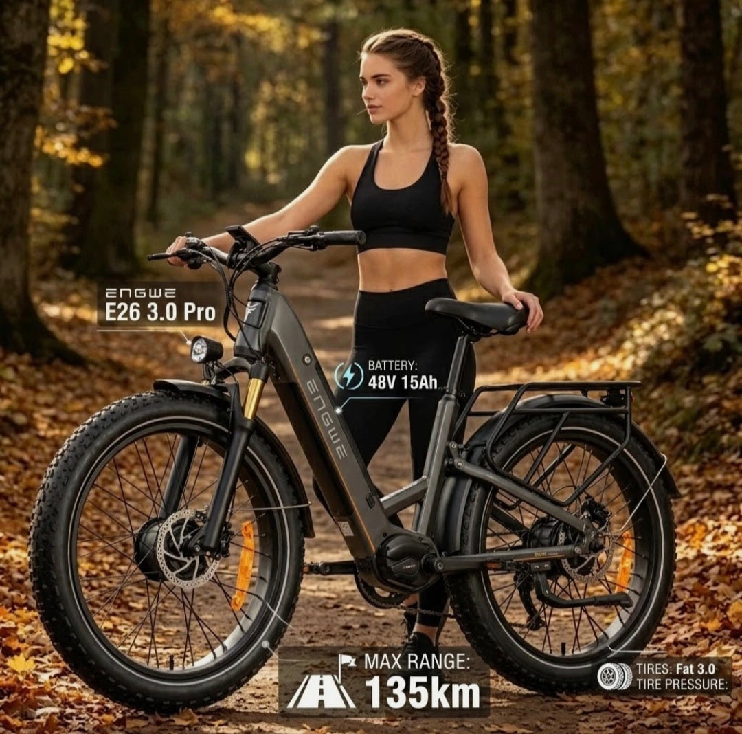 ENGWE E26 3.0 Pro – E-SUV E-Bike mit 100 Nm Mittelmotor, Vollfederung & 135 km Reichweite