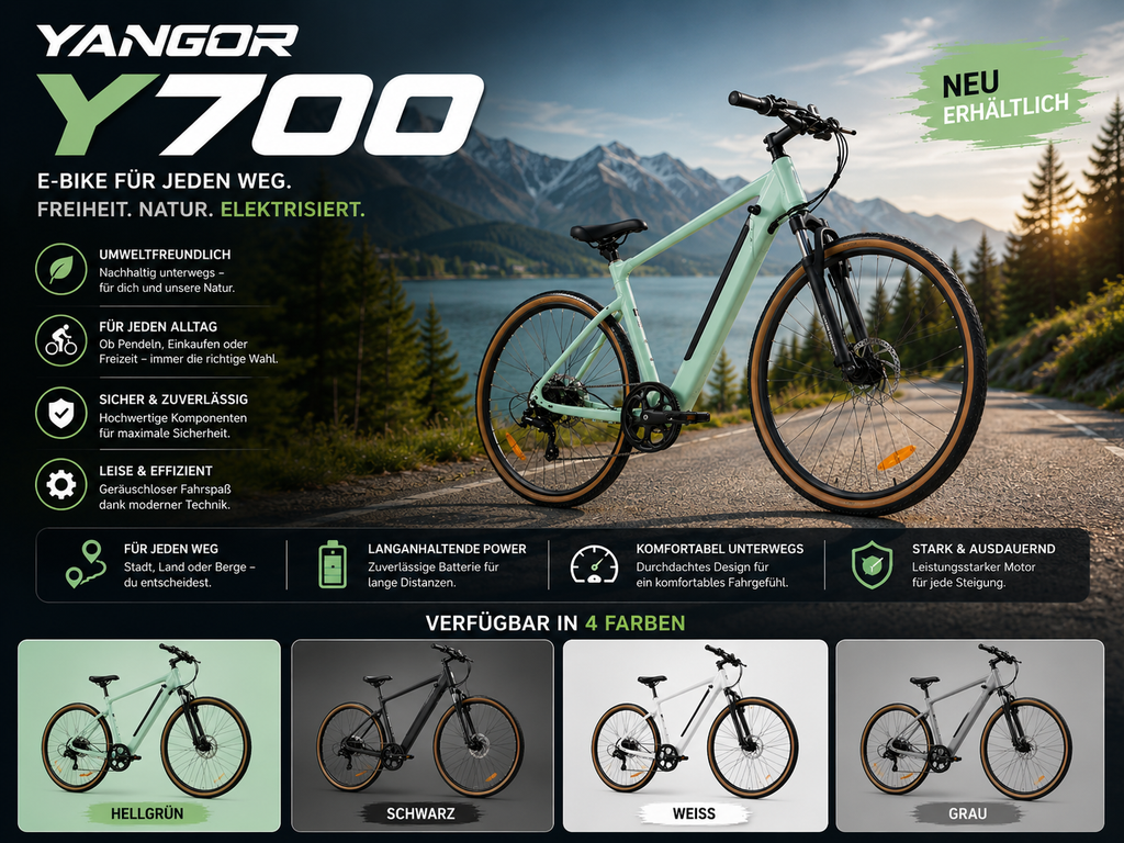 Yangor H700 E-Bike – 250W | Bis zu 100 km Reichweite