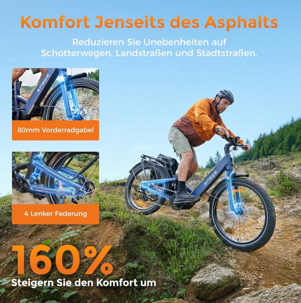 ENGWE E26 3.0 Pro – E-SUV E-Bike mit 100 Nm Mittelmotor, Vollfederung & 135 km Reichweite